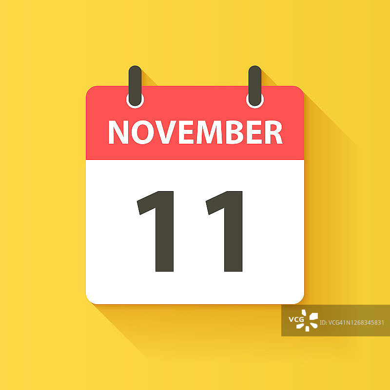 11月11日-日日历图标在平面设计风格图片素材