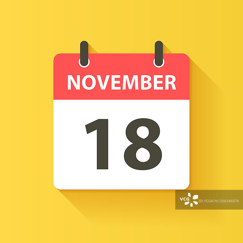 11月18日-日日历图标在平面设计风格图片素材