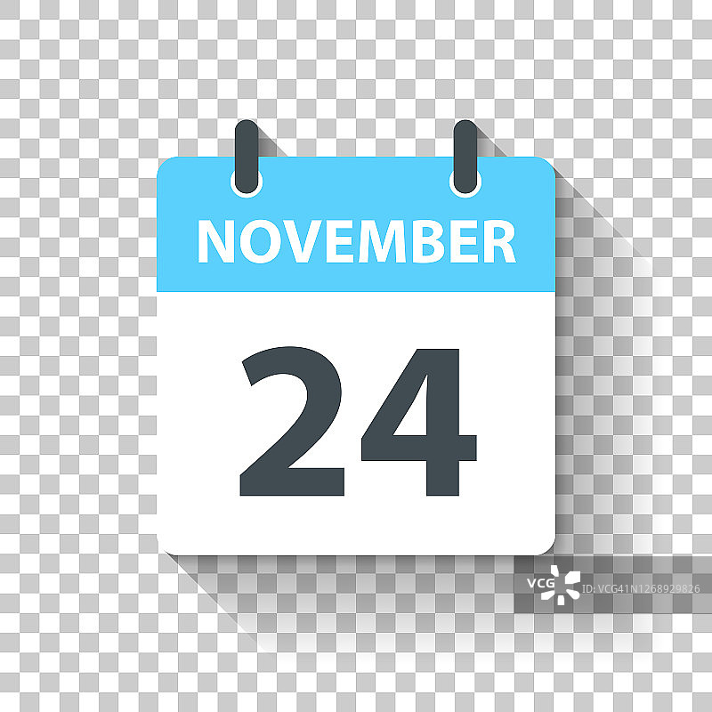 11月24日-平面设计风格的每日日历图标图片素材