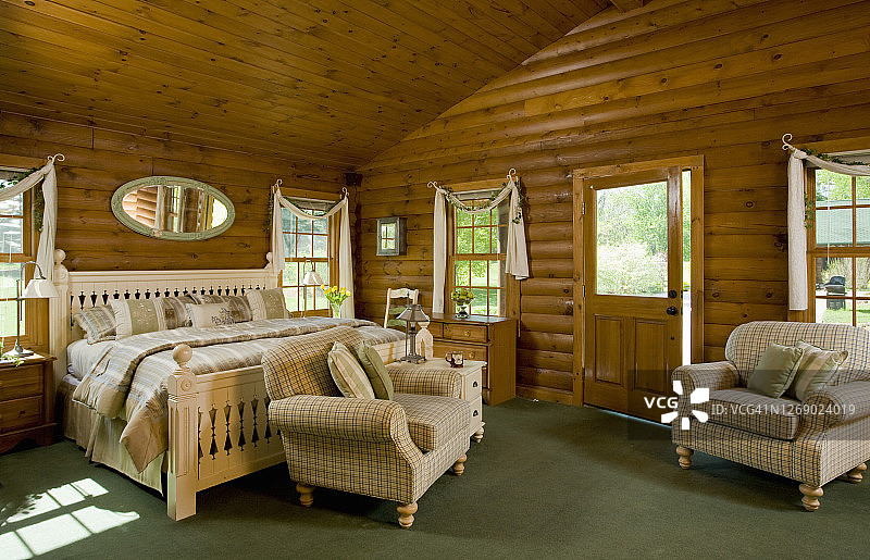 木屋风格的家庭卧室图片素材