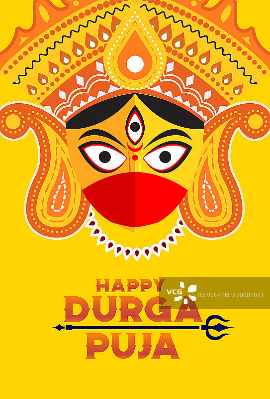 杜尔迦Puja设计与保护面具图片素材