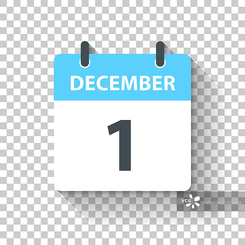 12月1日-平面设计风格的每日日历图标图片素材