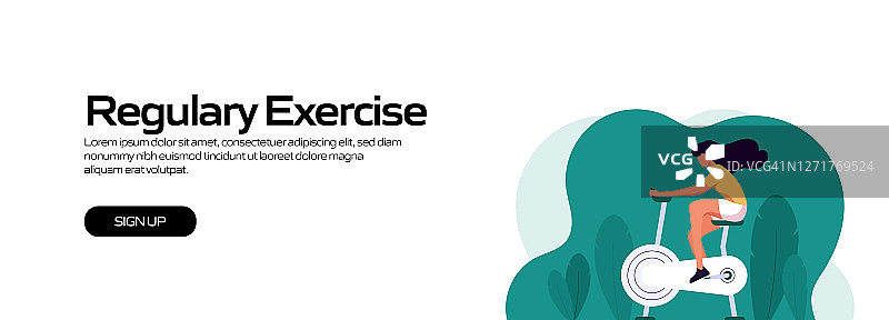 健康生活方式-定期锻炼概念矢量插图网站横幅，广告和营销材料，在线广告，商业演示等。图片素材