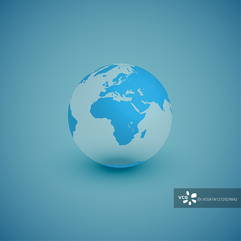 灯光世界地球地图上的蓝色背景，矢量插图图片素材