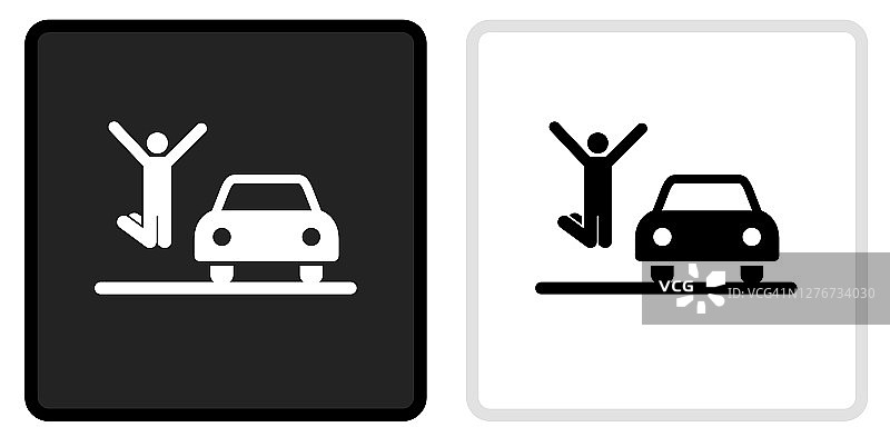 新车图标上的黑色按钮与白色翻车图片素材