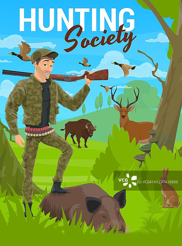 狩猎，森林鹿，野生动物，猎枪图片素材