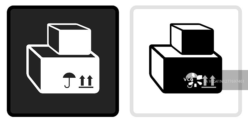 交付盒子图标上的黑色按钮与白色翻转图片素材