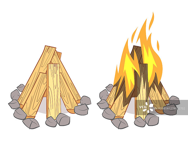木垛、硬木柴火、原木及户外篝火图片素材