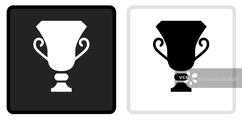 奖杯图标在黑色按钮与白色翻转图片素材
