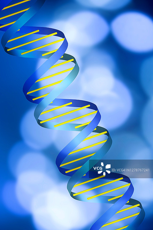 蓝色抽象背景上的DNA螺旋图片素材