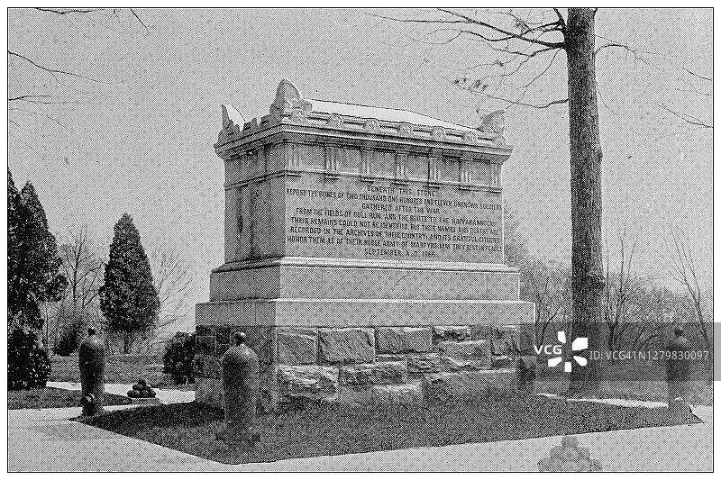 美国华盛顿的古董黑白照片:阿灵顿的无名死者之墓图片素材
