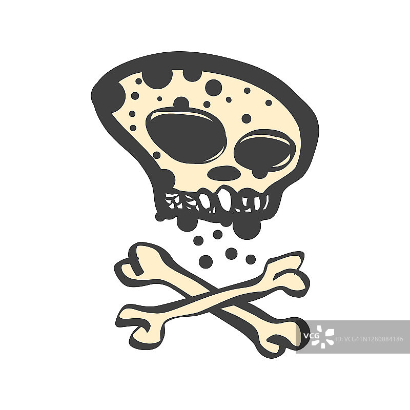 骷髅和交叉骨骼卡通插图图片素材