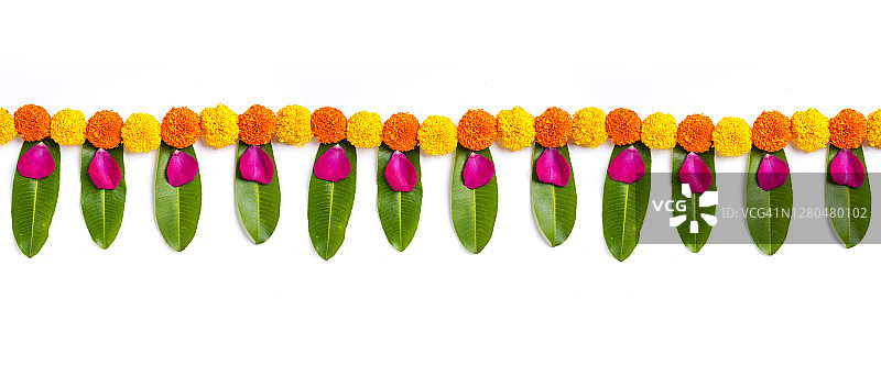 万寿菊花兰格利设计用于排灯节，印度节日花装饰图片素材