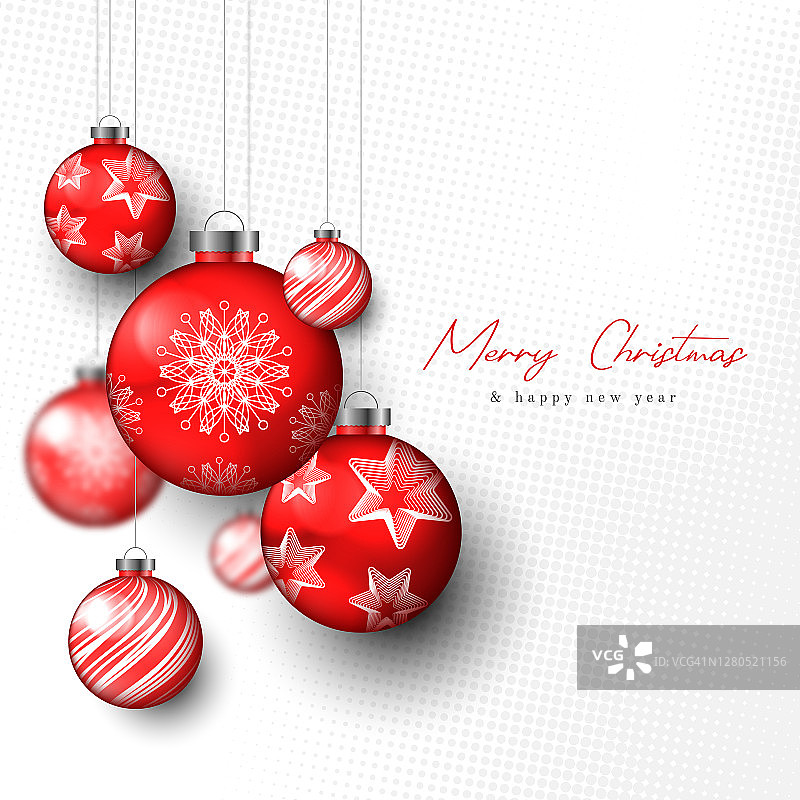 圣诞红球横幅与白色背景图片素材