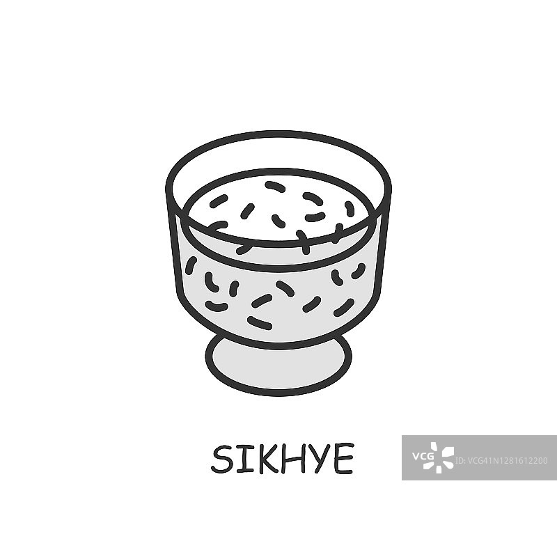 Sikhye行图标。韩国甜米潘趣酒。可编辑的矢量图图片素材