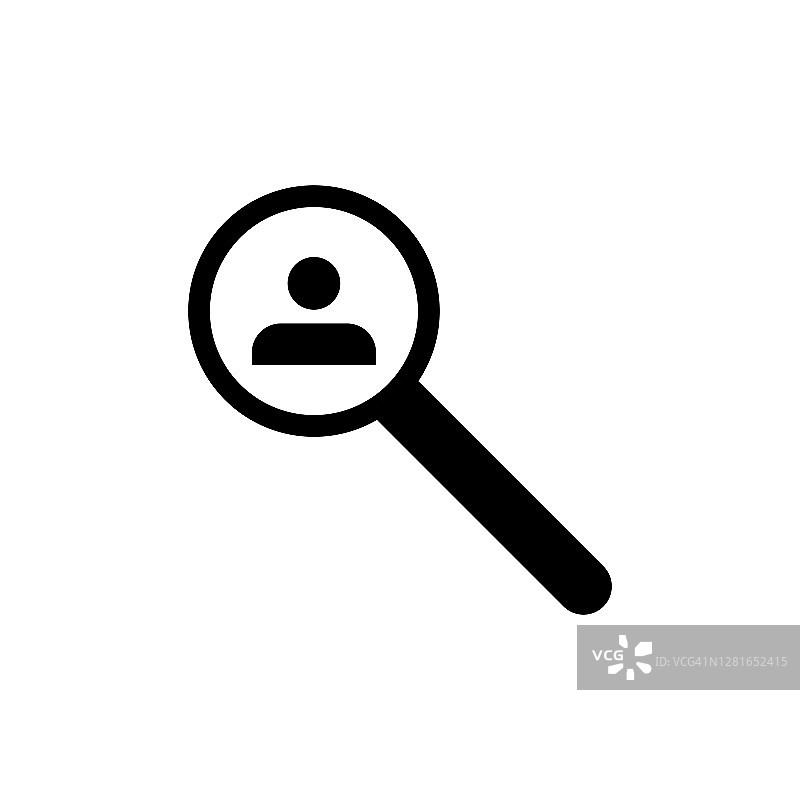 搜索联系人图标黑色的白色背景。向量EPS10图片素材