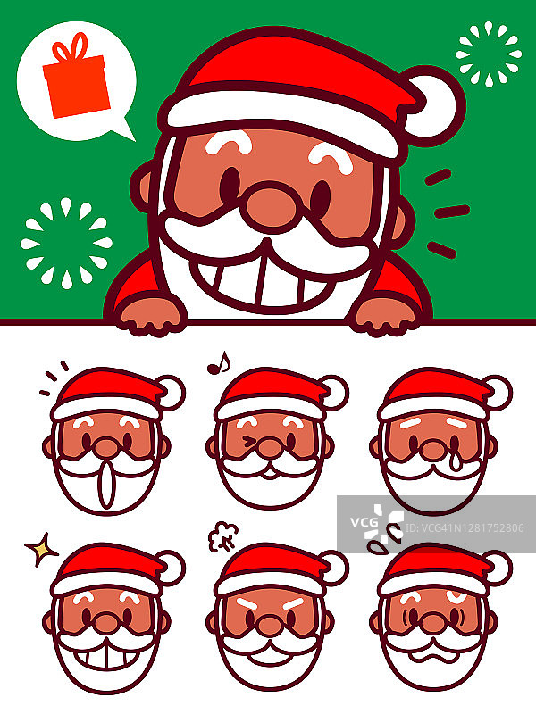 可爱的圣诞老人手拿空白的表情(表情符号)图片素材
