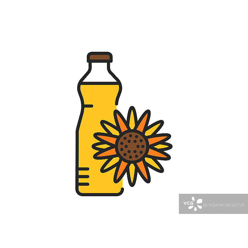 向日葵油玻璃瓶颜色线条图标图片素材