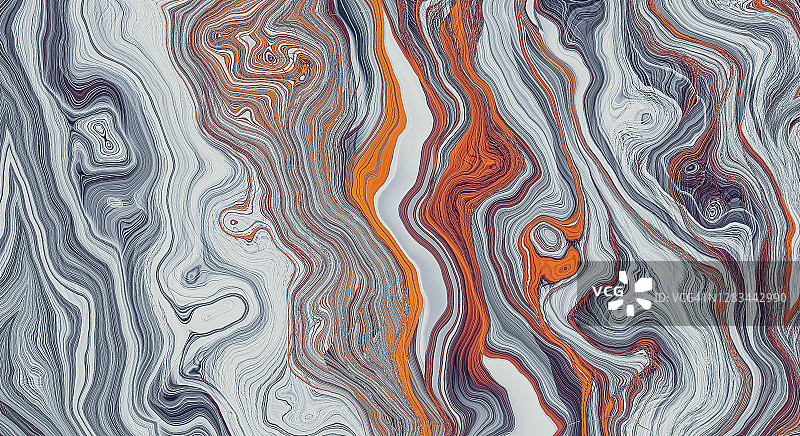 抽象大理石波浪丙烯酸背景。灰橙色大理石花纹纹理。玛瑙纹波模式。图片素材