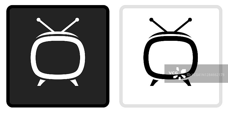 电视盒图标上的黑色按钮与白色翻转图片素材