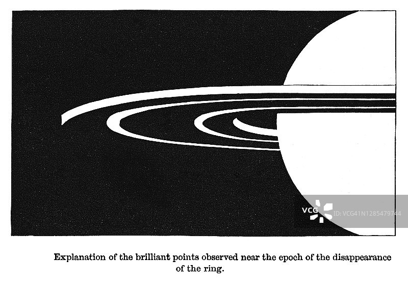 古老的刻有土星环消失的插图图片素材