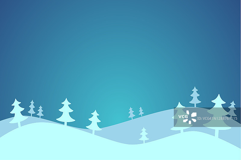 卡通冬天背景与松树。圣诞节的主题。设计元素海报，卡片，横幅，传单。矢量图图片素材