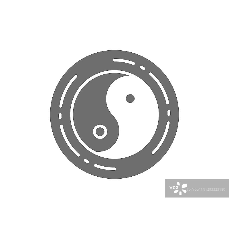 阴阳标志，汉字符号灰色图标。图片素材