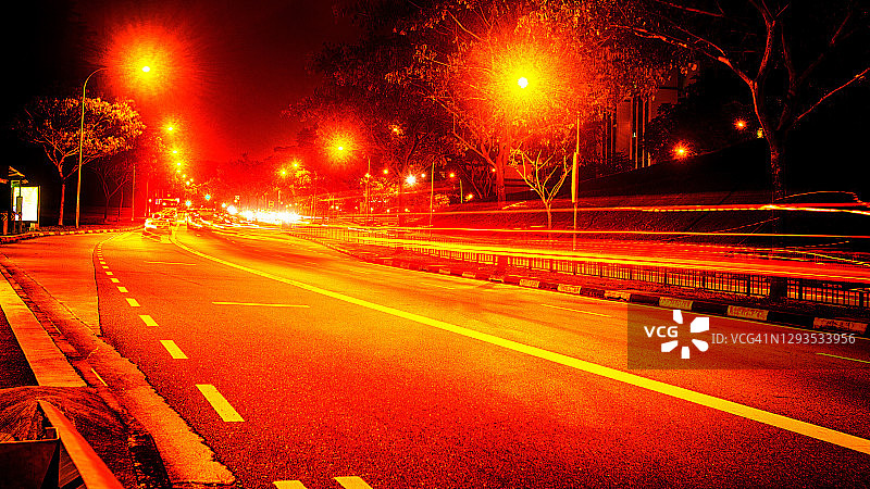 新加坡,夜间交通图片素材