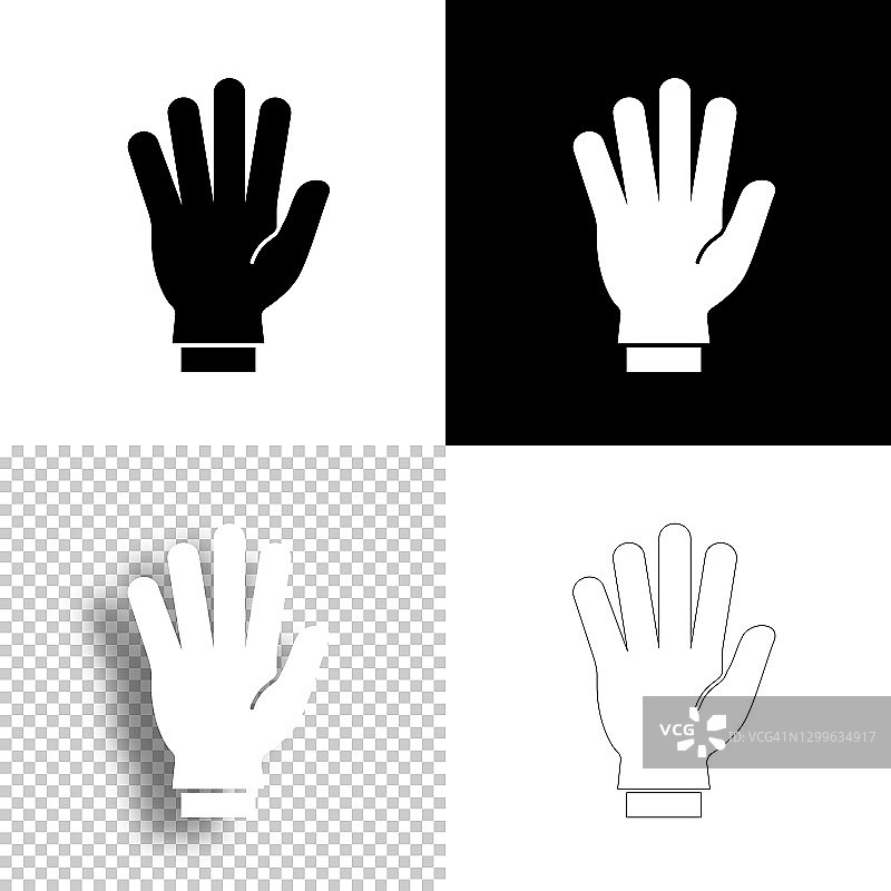 橡胶防护手套。图标设计。空白，白色和黑色背景-线图标图片素材