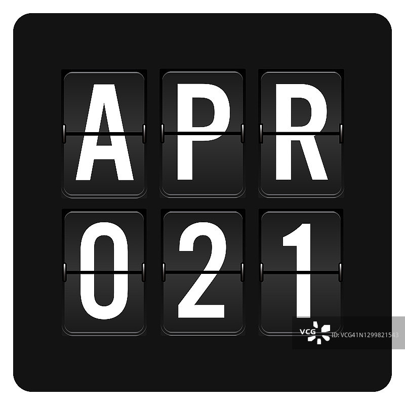 4月21日-每日日历和黑色翻转记分牌数字计时器与日期图片素材