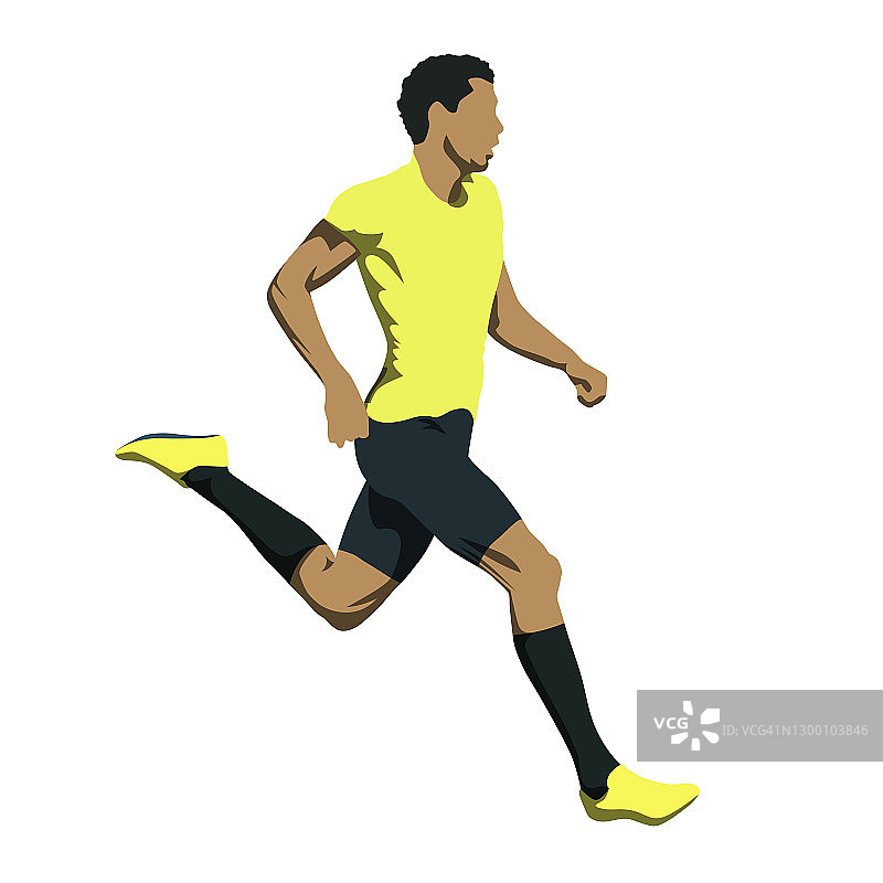 穿着黄色衬衫的跑步者，抽象的矢量图图片素材