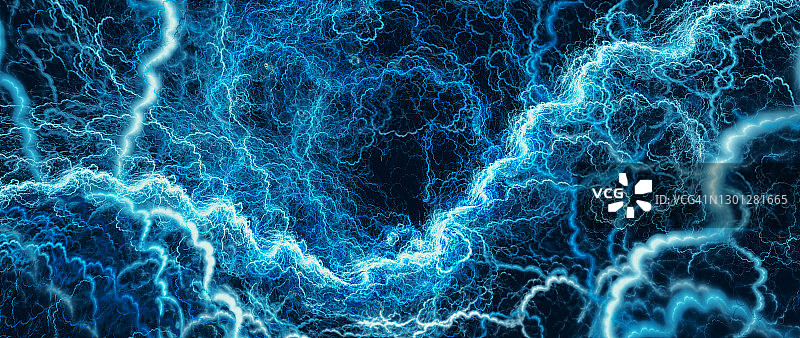 蓝色发光高压闪电抽象背景图片素材