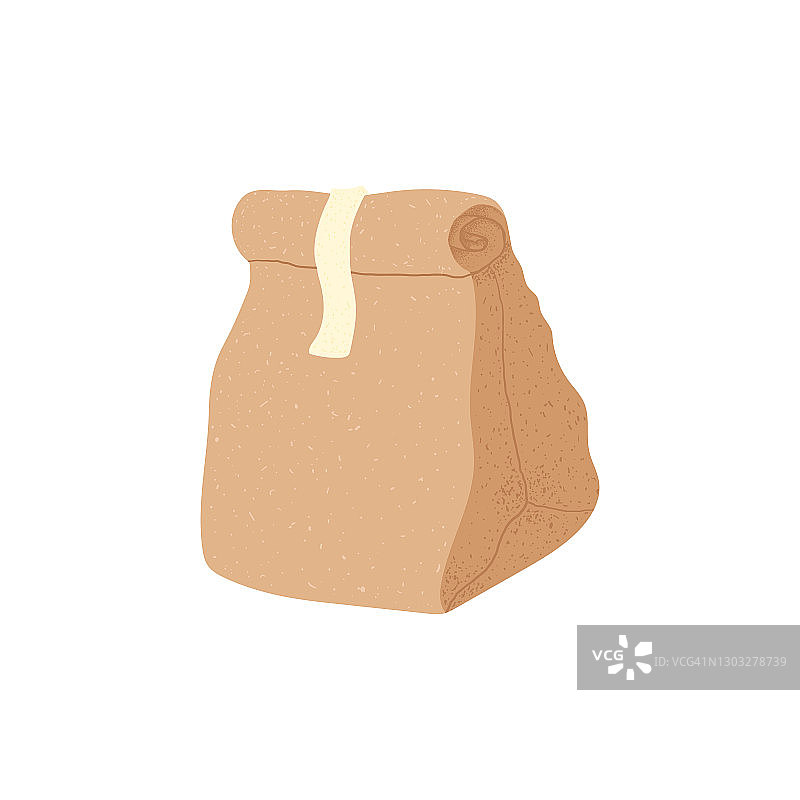 杂货纸袋矢量插图孤立在背景上回收棕色纸袋在卡通扁平风格。环保纸袋。图片素材