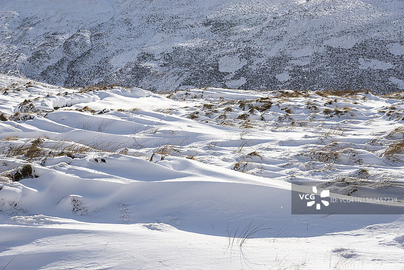 英国德比郡高峰山上的积雪图片素材