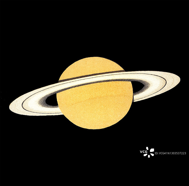 古老的土星行星雕刻插图图片素材