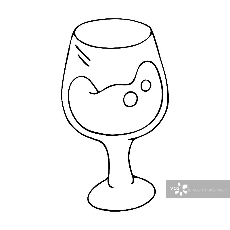 黑白酒杯红酒矢量插画图片素材