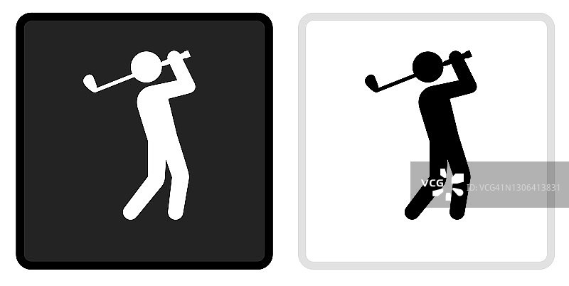 高尔夫球员图标上的黑色按钮与白色滚动图片素材