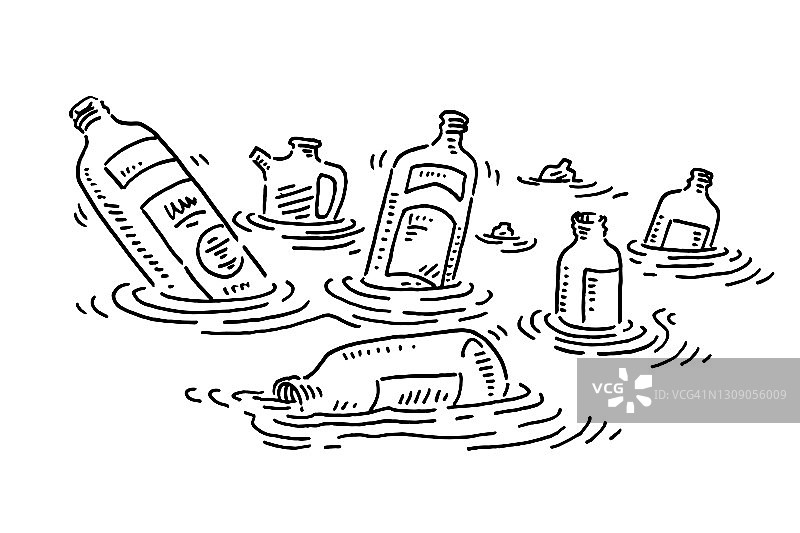 塑料瓶水污染绘图图片素材