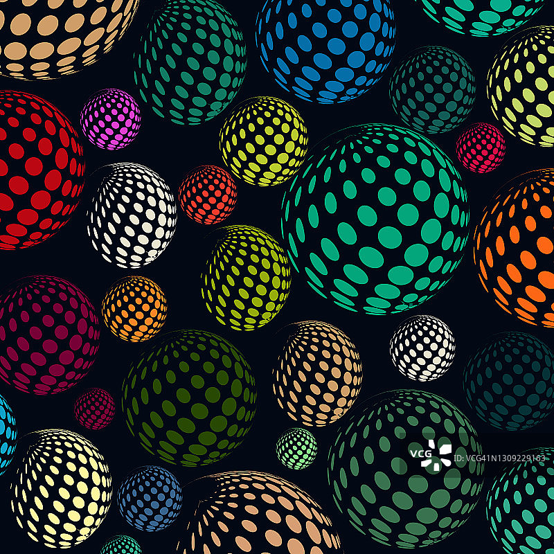 球体抽象色彩半色调设计元素无缝图案图片素材