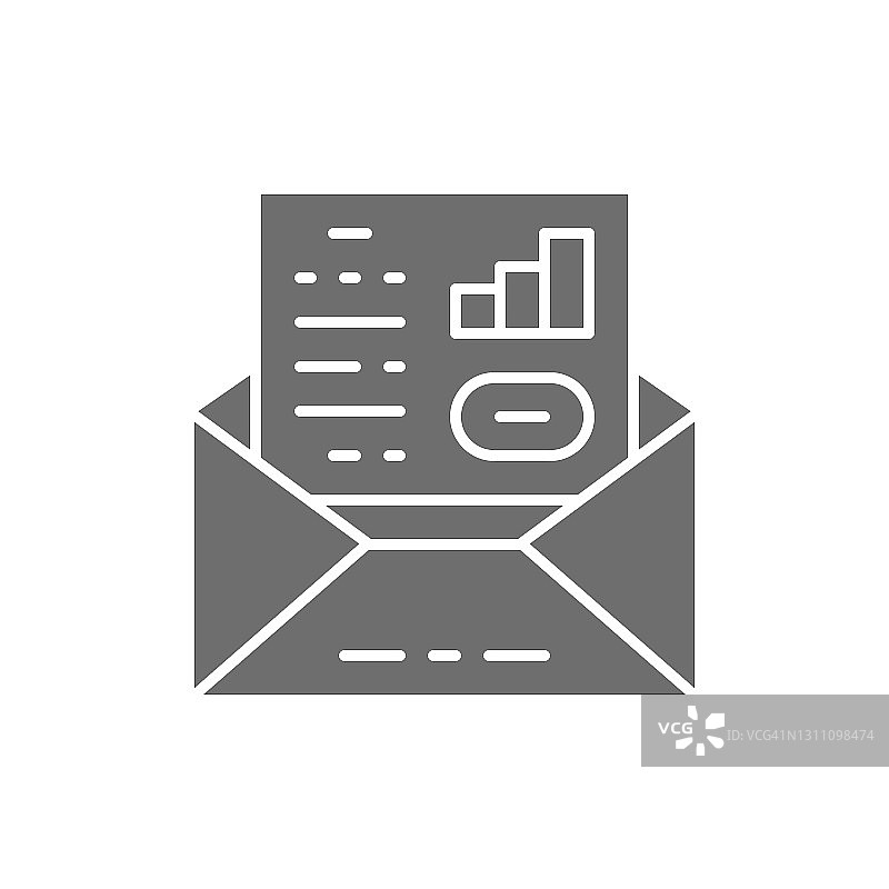 商务沟通，信件，信封上有文档的灰色图标。图片素材