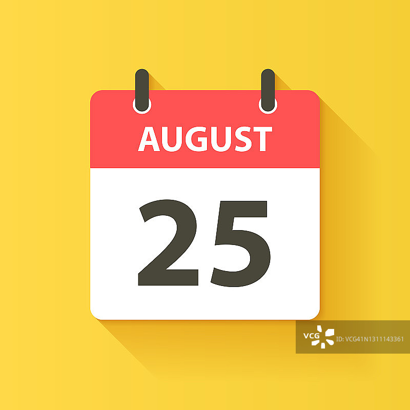 8月25日-日日历图标在平面设计风格图片素材