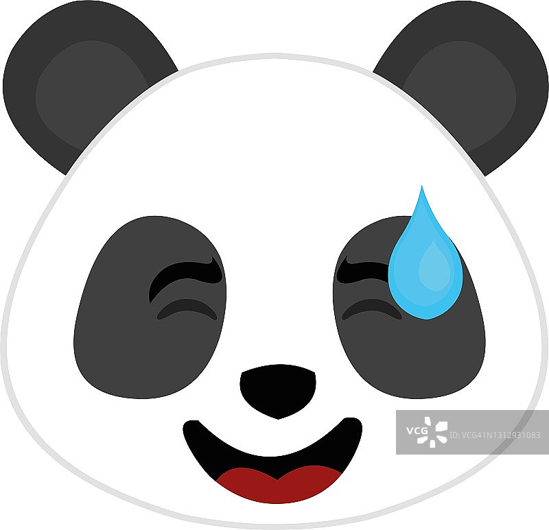 矢量emoticon插图卡通的一个熊猫的头emoticon表情的困惑滴一滴汗水图片素材