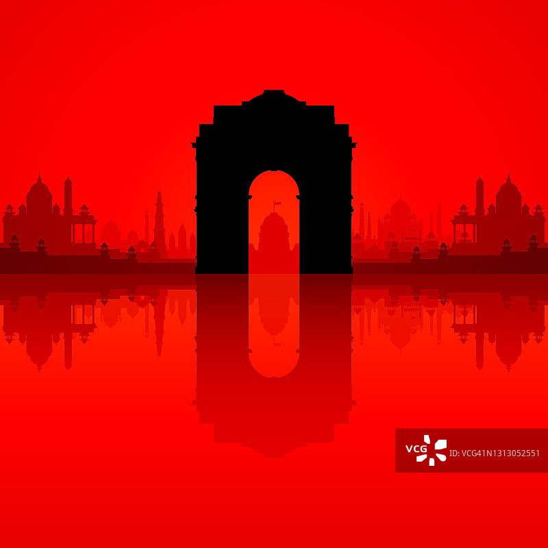 印度门(所有建筑都是独立和完整的)图片素材