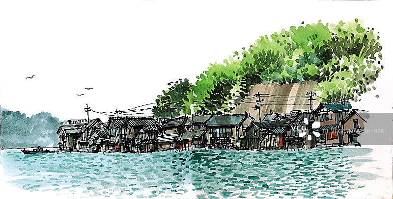 日本京都船屋景观图片素材
