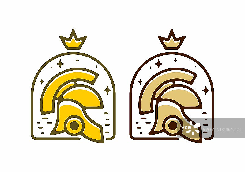 黄棕色的王武士头盔平面插图设计图片素材