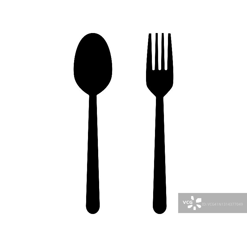 勺子和叉子矢量剪影图标图片素材