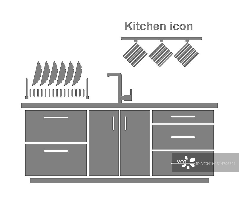 厨房家具图标。图片素材