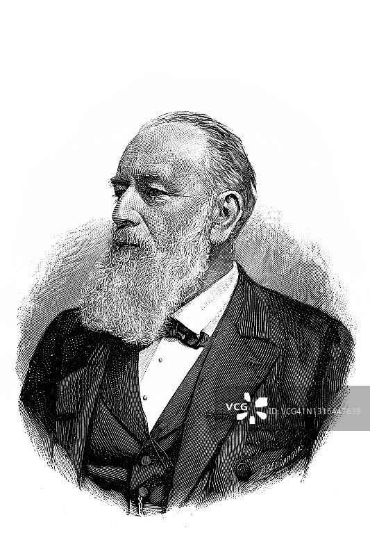 Theodor Billroth的肖像，德国外科医生，1829-1894图片素材