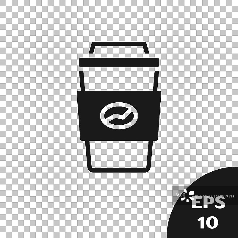 黑咖啡杯去图标孤立的透明背景。向量图片素材