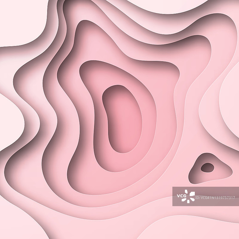剪纸背景-粉色抽象波浪形状-时尚的3D设计图片素材